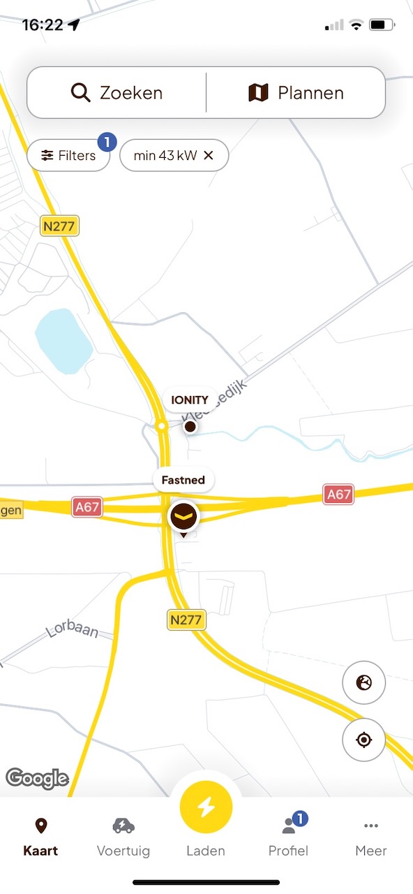 Fastned startscherm (kaart)