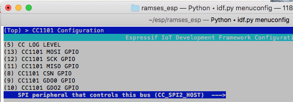 esp-idf configmenu cc1101 menu